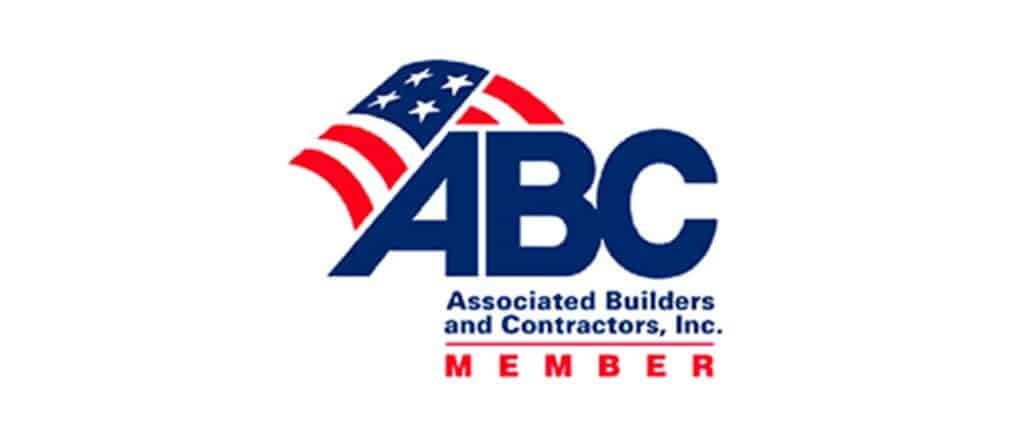 Logo of the associated builders and contractors, inc., emphasizing safety, featuring "abc" in large blue letters with an American flag design on the letter A, and the word "member" below in red